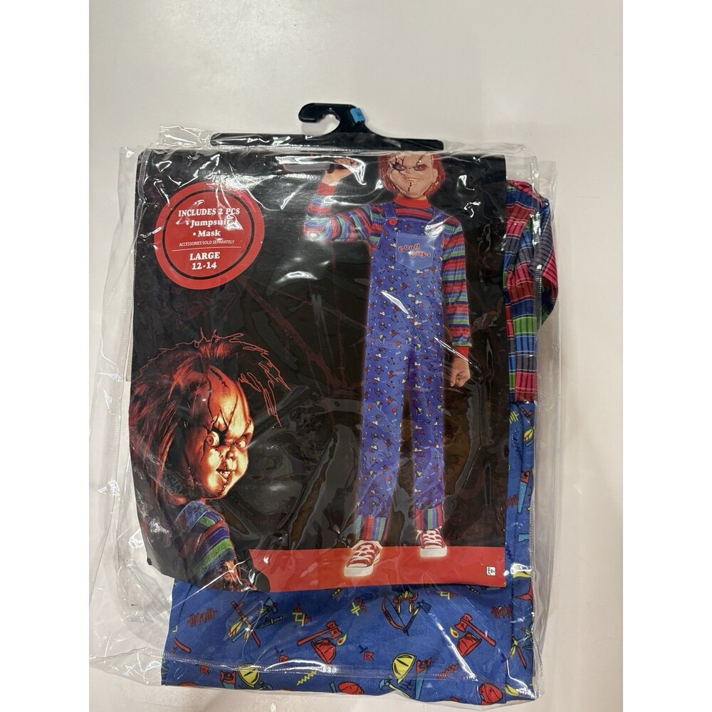 Chucky Childs Play Children’s Halloween Costume Jumpsuit & Mask Size Large 12-14